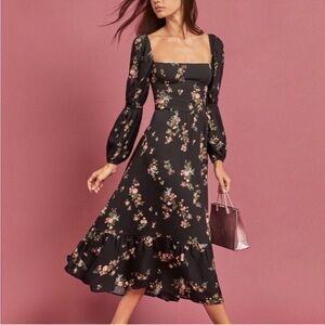 Reformation Mica Dress Floral Black